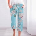 thumbnail image 1 of ICHUANYI Clearance Women's Casual Solid Elastic Waist Loose Long Pants With Pocket Capris(Blue, M) ICHUANYI WER2023081014354, 1 of 5