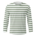 thumbnail image 4 of GBSYEWXS Men Tee Crew Neck Long Sleeve Striped Print T-Shirts Relaxed Cute Shirts Light Green, 4 of 4