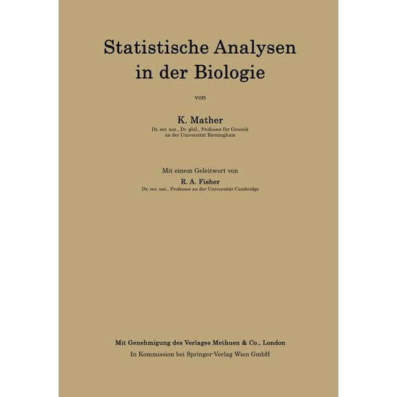 Statistische Analysen in Der Biologie, (Paperback)