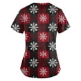 thumbnail image 4 of FrzhBrz Christmas Scrub Tops Women Xmas Snowflake Print Scrub Tops Plus Size Stretch Nursing Tops Soft Nurse Uniform with Pockets, 4 of 5