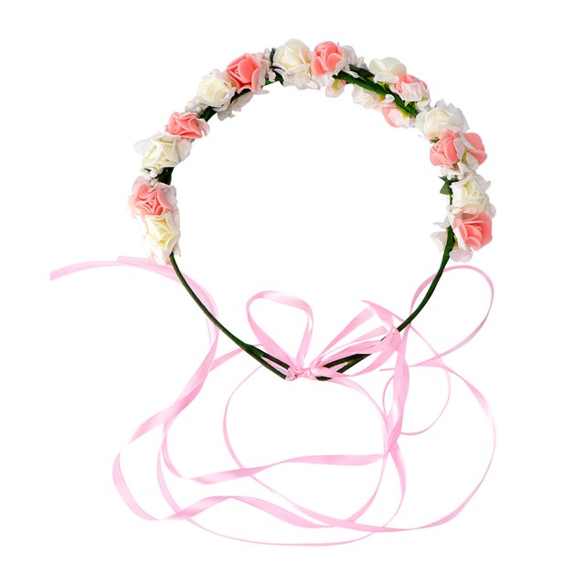 1 corona de estilo coreano para vacaciones, hecha a mano, para mujer, ideal para el día a día (rosa y blanco).