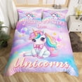 thumbnail image 2 of Erosebridal Housse de Couette Licorne pour Filles, Imprimé Étoiles Réversible, Ultra Douce 2 Pcs (Sans Couette), 2 of 6