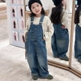 thumbnail image 6 of UACY Kids Girls Ripped Denim Overalls, Sleeveless Baggy Wide Leg Cute Preppy Bib Overall Adjustable Jumpsuit with Pocket (Blue, 13-14 Years), 6 of 6