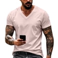 thumbnail image 3 of Mfakffe Mens T-shirt Casual V-Neck Short Sleeve Breathable Fitness Shirt Lightweight Comfy Versatile Sport Top, 3 of 5