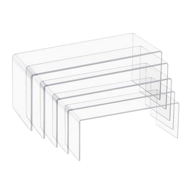 Naiovety Elevadores de exhibición de acrílico Juego de 5 soportes transparentes Rectángulo de perfil bajo medio Decoración del hogar 5 piezas 4 mm