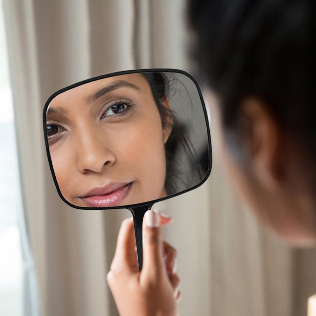 Handle Makeup Barber Handheld Large Oval Beauty Salon Makeup Portable Wall Mounted,Black Makeup Magnifying Glass