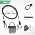 thumbnail image 3 of Uxcell 1-Set Candado de Seguridad, Cable de Acero Recubierto de 6.56FT con Candado de Combinación de 3 Dígitos, Cable Resistente a Cortes [Negro], 3 of 6