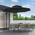 thumbnail image 1 of Parasol Déporté de Patio 10 Pi – Parasol Extérieur Rotatif à 360° – Protection UV, Polyester Résistant à la Décoloration, Réglage d'Inclinaison Facile – Idéal pour Piscine, Terrasse, Jardin, Cour Arrière – Noir, 1 of 8