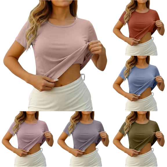 Zemara Womens T Shirts, Women's T-Shirt Category Top with Built-In Bra Camisole Seamless Comfort Stretch Short Sleeve Everyday Wear for Versatile Spring SummerAutumn Comfort Khaki XXXL