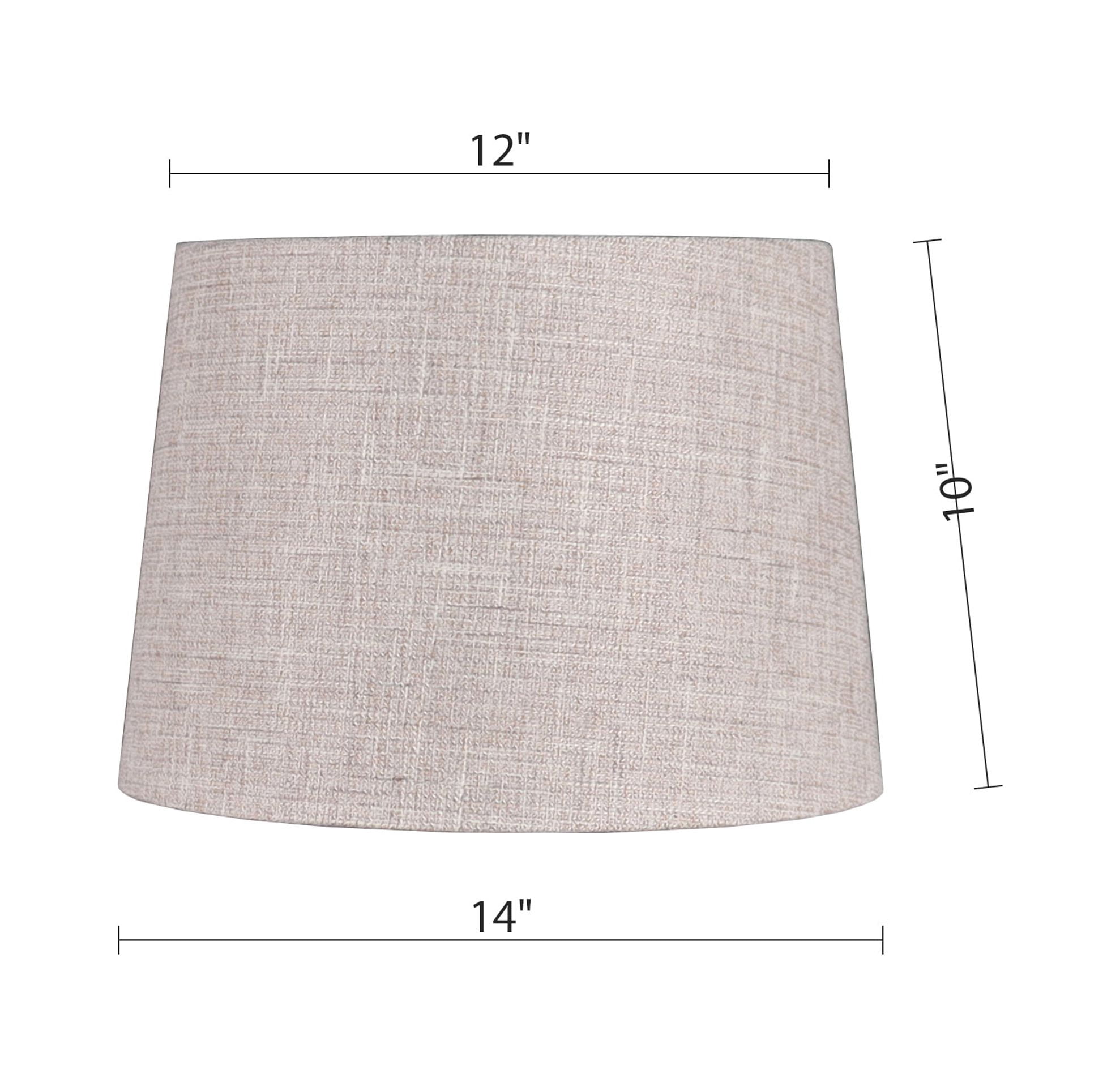 Simplee Adesso Beige Fabric Uno Modified Drum Lamp Shade, 10"H x 14"D, Transitional Styling, Ideal for Office and Dorm