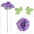 thumbnail image 2 of Scheam 25 Pieces Artificial Foam Rose Flowers Vintage Fake Roses DIY Bouquets Boutonnieres with Leaves and Stems for Wedding Bridal Shower Banquet Party Centerpieces Decor (Purple), 2 of 7