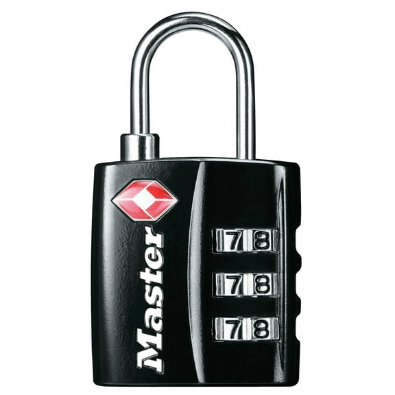 Master Lock TSA Approved 3 Dial Resettable Combination Luggage Lock, Black