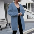 thumbnail image 2 of Yuyuzo Mid-Long Cardigan Sweater for Women Long Sleeve Open Front Knit Sweater Solid Color Fall Tops, 2 of 6