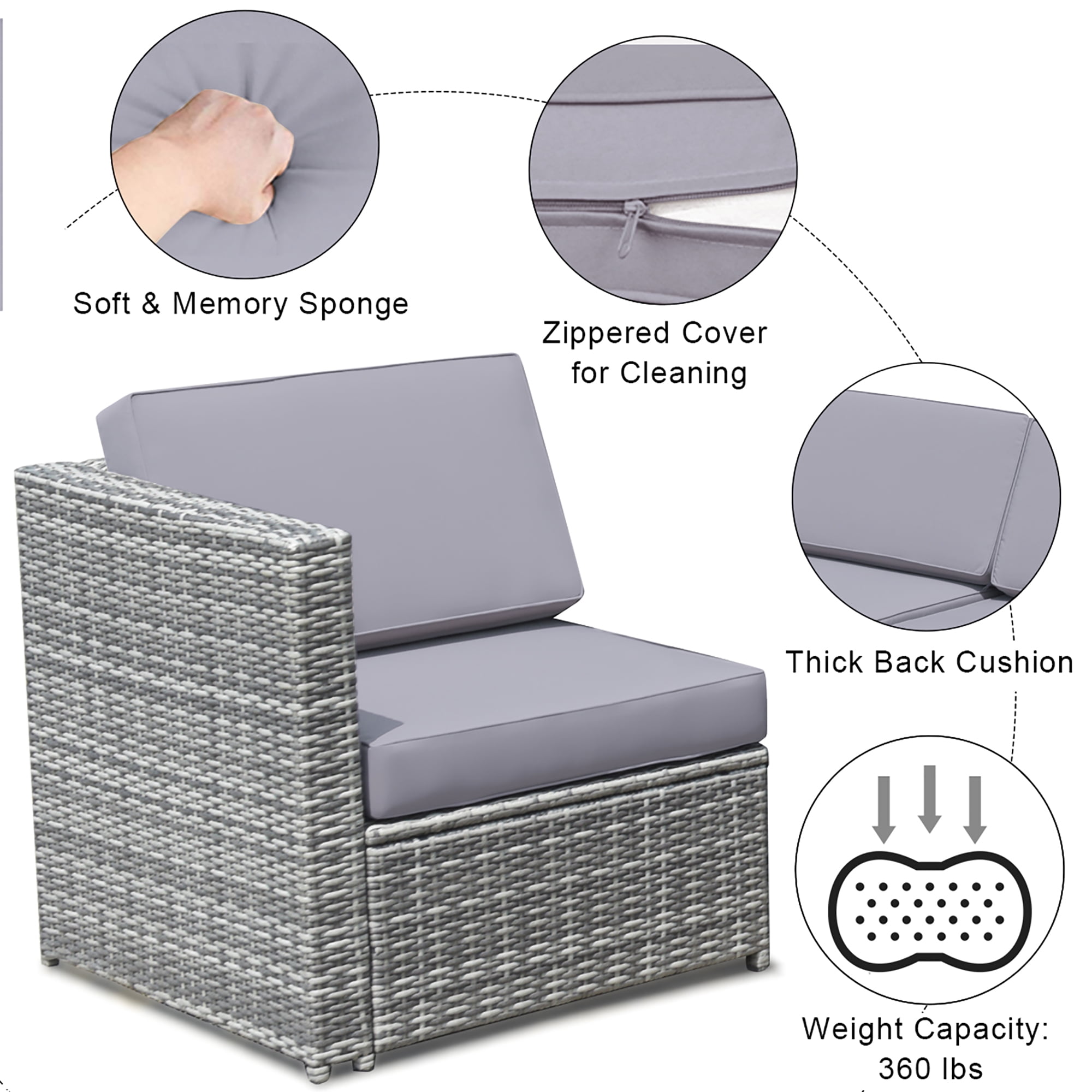 Costway 8 PCS Wicker Sofa Weaving Rattan Furniture Set Patio Furniture w/ Storage Outdoor