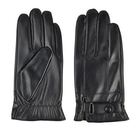 Leather Gloves Men's Winter Imitation Leather Windproof Plus Velvet Padded Riding Driving Warm Waterproof Non-slip Touch Screen