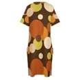 thumbnail image 4 of Vestido largo de lunares años 70 para mujer, prenda larga con bolsillos color marrón., 4 of 6