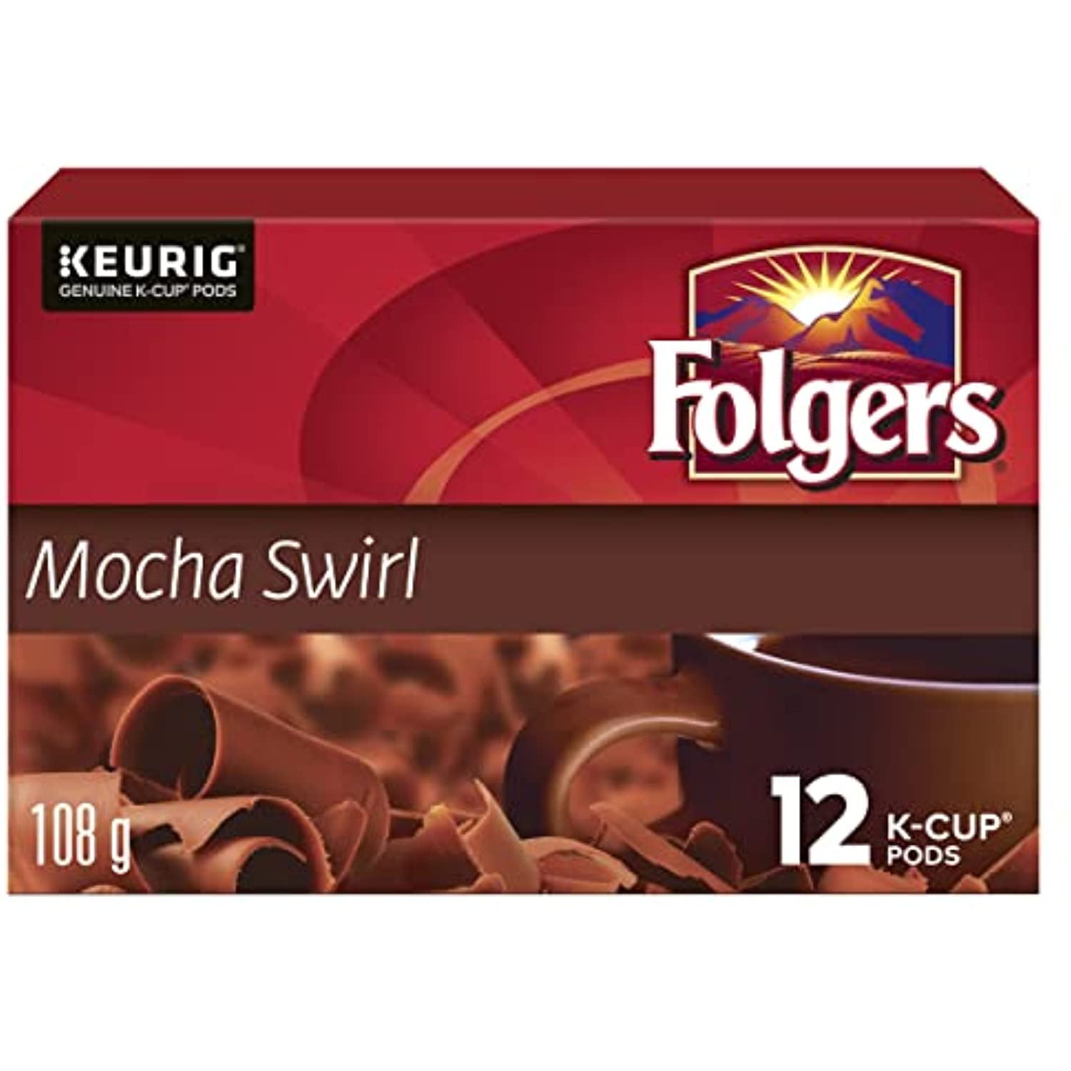 Folgers Mocha Swirl KCup Coffee Pods, 12 Pods, 108G