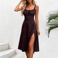 thumbnail image 4 of Bxsruta Womens Sundress Polka Dot Midi Dress Slit Summer Casual Dresses, 4 of 8