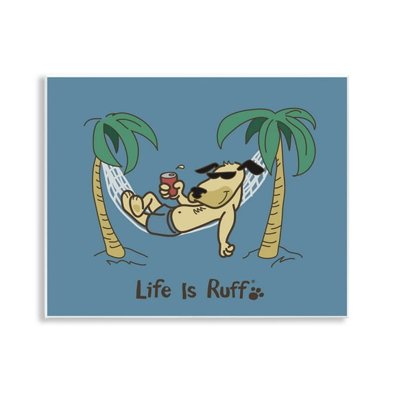 Stupell Industries Tropical Dog on Hammock Animals Painting Unframed Art Print Wall Art, 14 x 11