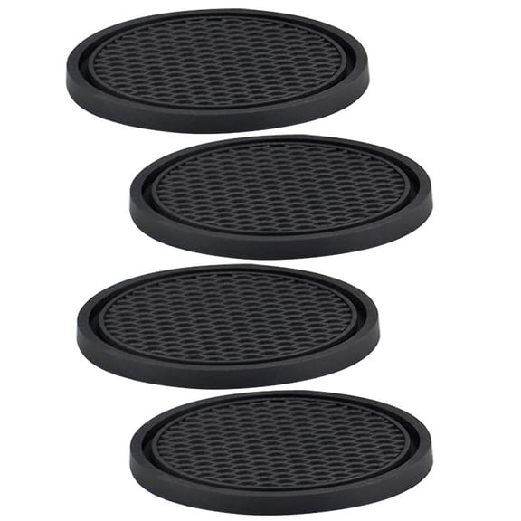 PTOOTP Heat-Resistant Black PVC Coasters for Drinks and Tables 4Pcs