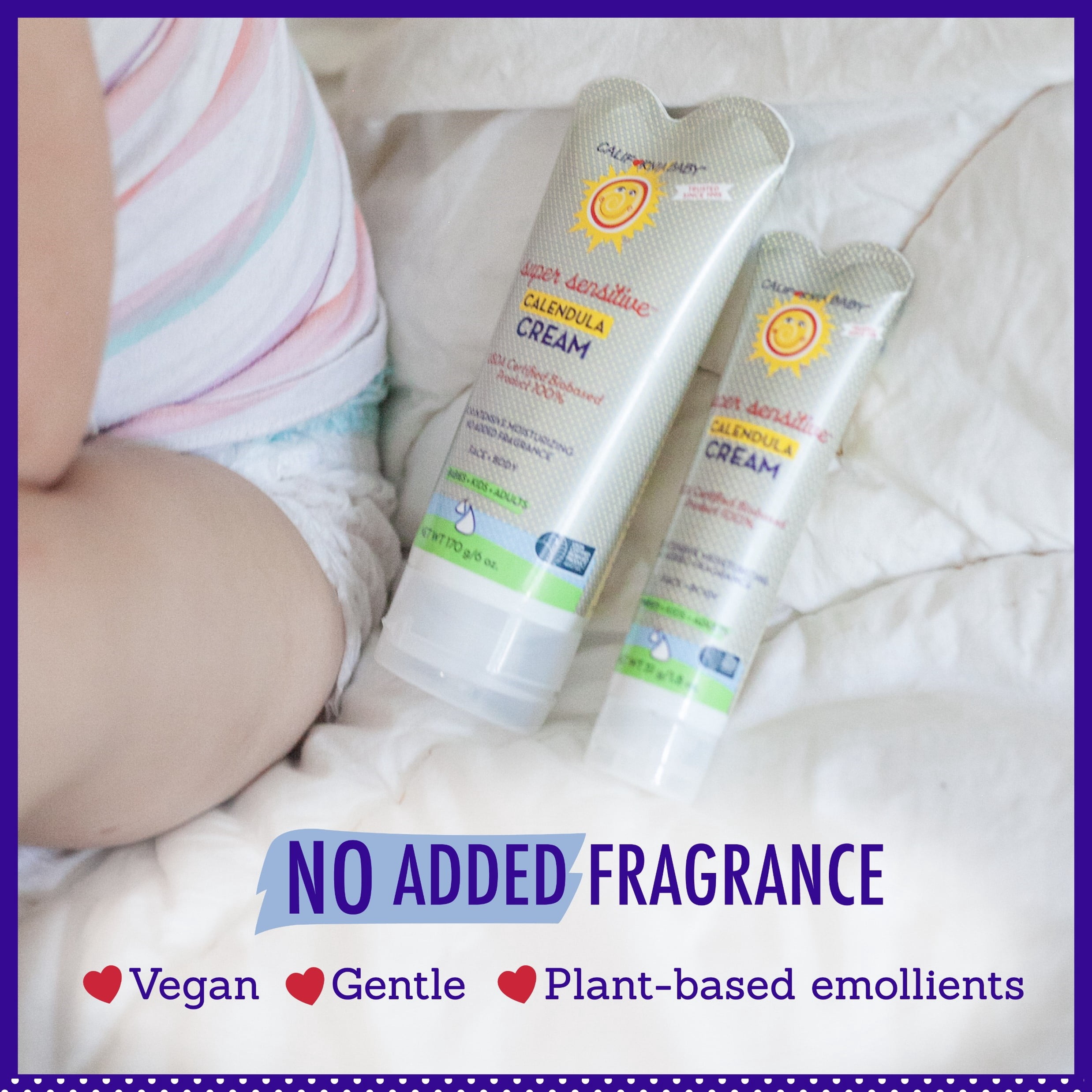 California Baby Calendula Cream (Unscented) | Soothing Baby Face Cream | 100% Plant-Based | Organic Calendula + Aloe Vera | Unscented Lotion For Sensitive Skin | Allergy Friendly | 1.8 oz / 51g