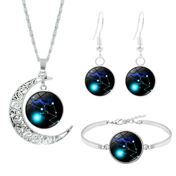 Xihbxyly Conjunto de Joyas de Constelación, Delicado Collar Astrológico, Pendientes y Pulsera a Juego, Estilo Único para Uso Diario, Regalo Perfecto para Mujeres, Cumpleaños o Aniversarios, Diseño Mu