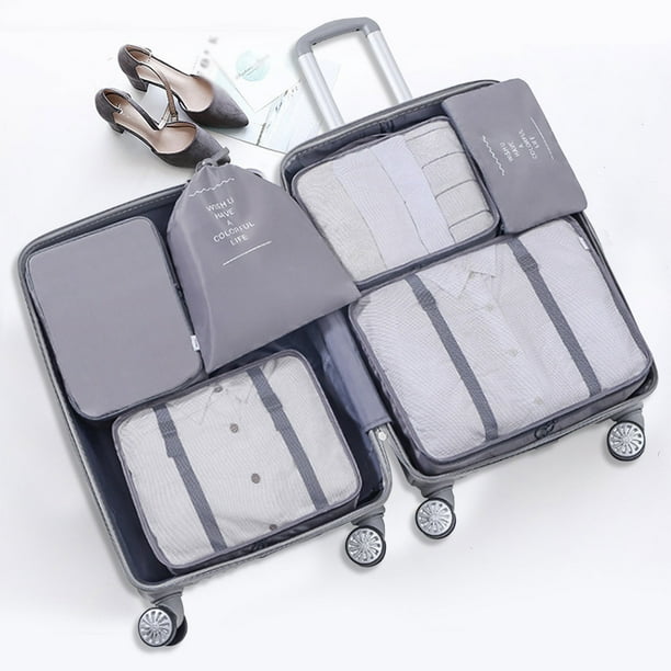 Lolmot Travel Accessories for Luggage 6 Sets of Packaging Travel Luggage Organizer with Laundry Bag and Shoe Bag Luggage Packing Travel Accessories