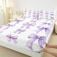 thumbnail image 3 of Feelyou Teens Princess Bow-tie Full Size Sheets, Purple Cartoon Ribbon Bed Sheets, Fairy Tale Sheet Sets, Microfiber Bedroom Decor, 4 Pieces, 3 of 7
