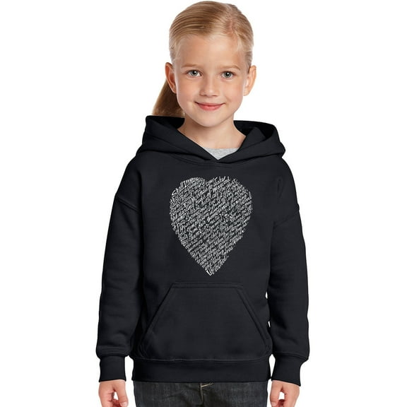 LA Pop Art Girl's Word Art Hooded Sweatshirt - WILLIAM SHAKESPEARE'S SONNET 18