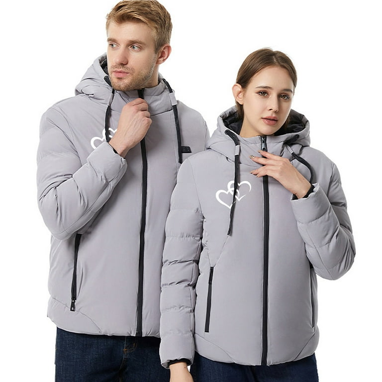 Symoid Men and Womens Heated Coat,Mens Winter Jacket,Cooling Women's  Outdoor Warm Clothes,Ski Clothing,Casual Fishing Apparel Gray Size S