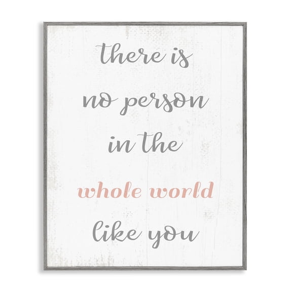 Stupell Industries Shabby Chic No Person Like You Family Home Pink Inspirational Word Design Gray Framed Giclee Art, 11 x 14, by Lil' Rue