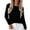 Black, variant on Women's Raglan Sleeve Round Neck Top, Long Sleeve Casual Blouse, Loose Fit Comfort Shirt, Soft Rayon Blend Pullover, Everyday Relaxed Wear, Versatile Layering Piece Black M