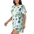 thumbnail image 2 of Naloa Cartoon Sea Creatures Women's Short-Sleeved Pajama Set, Loungewear, Summer pajamas, Breathable Cozy - Large, 2 of 9