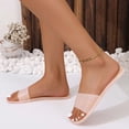 thumbnail image 6 of Women's New Summer One-line Flat Clear Jelly Candy Beach Slippers Sandals for Women 2025 Pink 39, 6 of 7