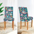 thumbnail image 3 of Yayeee 2 Pack Dining Chair Covers Stretch Parson Chairs Slipcovers Seat Protector, Green Cartoon Truck Pattern, 3 of 6