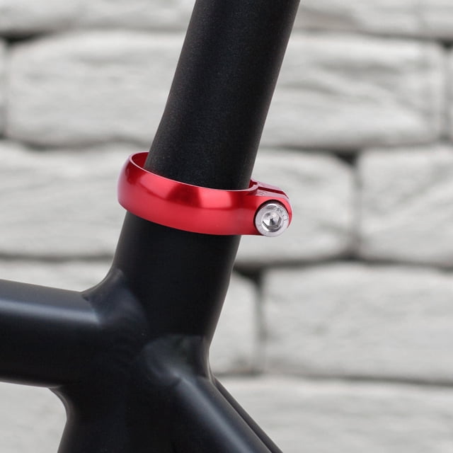 Abrazadera de perno de bicicleta, abrazaderas de asiento de bicicleta de montaña de 2 colores, abrazadera de perno súper ligera de 31,8mm para tija de sillín de bicicleta de 27,2(Rojo)