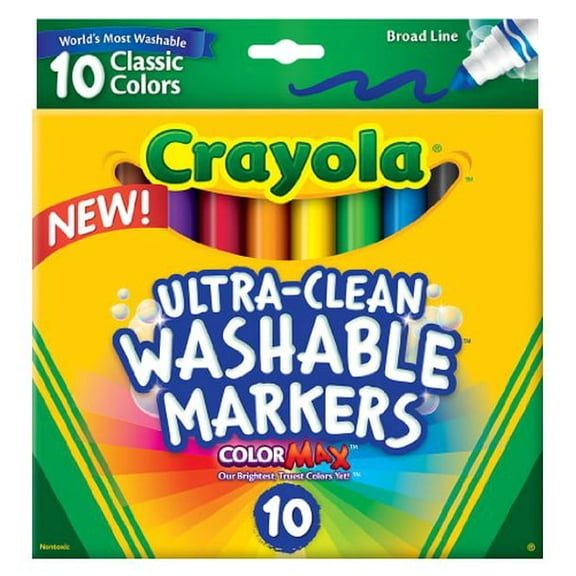 Crayola 10 Countultraclean Broad Line Washable Markers, Color Max