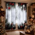 thumbnail image 4 of 2 Pack Christmas Red Snowflake Curtains, Washable Semi Sheer Festive Window Drapes For Living Room Xmas Party Home Decoration, 4 of 5