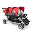 thumbnail image 1 of Foundations Gaggle Jamboree 6-Seat Folding Daycare Stroller with UV Canopies, Reclining Seats, Red/Black, 1 of 9