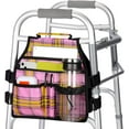 thumbnail image 4 of SupreGear Side Mount Walker Bag, Waterproof Folding Walker Organizer Pouch with Cup Holder, Double-Sided Storage, Plaid Pink, 4 of 9