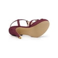 thumbnail image 5 of BLISSFUL STEP Women T Strap Slingback Platform Stiletto Heel Sandals Burgundy 7, 5 of 7