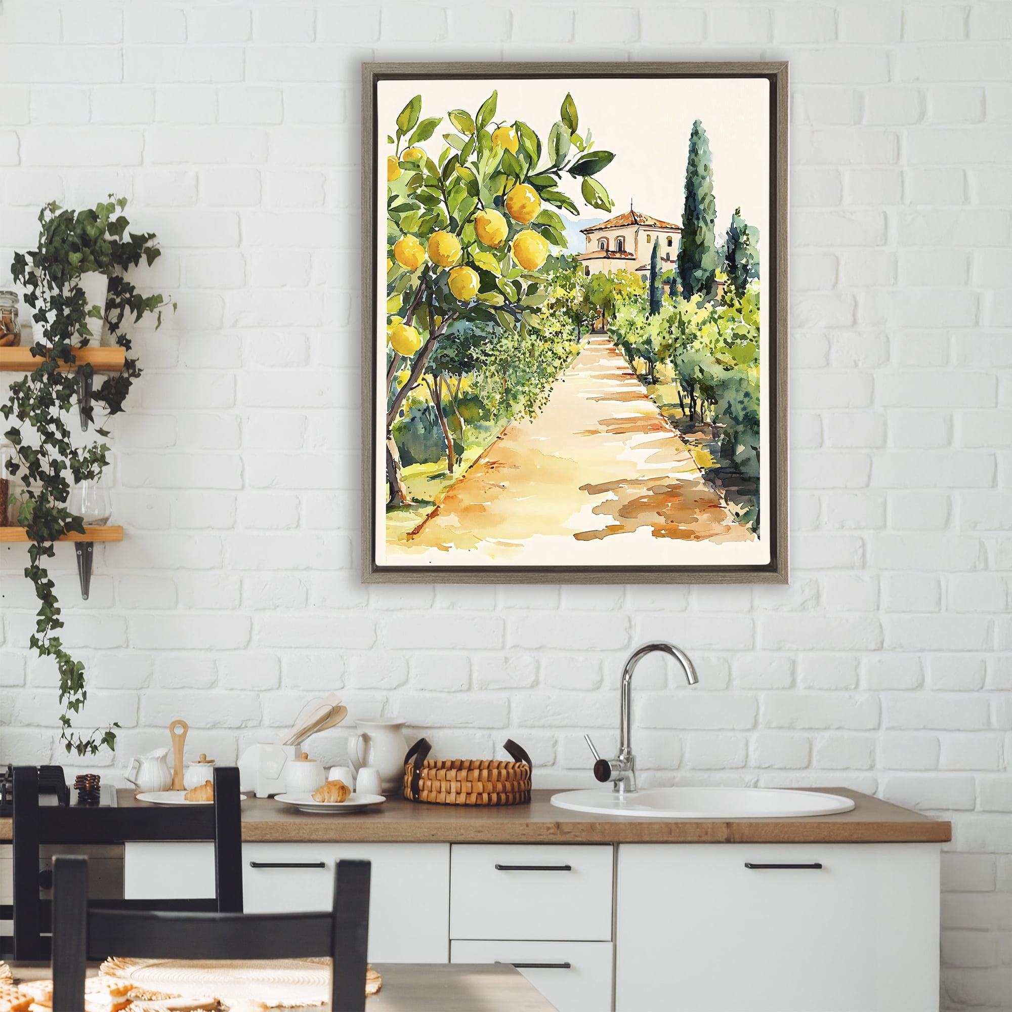 Stupell Industries Lemon Grove Pathway Brown Framed Floater Canvas Wall Art, design by LSR Design Studio