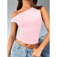 thumbnail image 6 of Womens Summer Off the Shoulder Tops Going Out T Shirts Crop Tank Top Fashion Clothes Spring Outfits 2025 Light Pink XS, 6 of 7