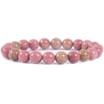 thumbnail image 1 of Angelstones Natural Pink Rhodonite Gemstone 8mm Round Beads Stretch Bracelet 7 Inch Unisex, 1 of 2