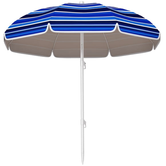 Outsunny Parasol de Plage Portable, UV 50+ à Volants pour l'Extérieur Multicolore