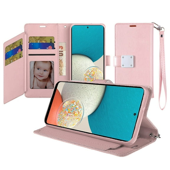 For Apple Iphone 14 Pro Max 6.7 Wallet Id Card Holder Case Cover - Rose Gold