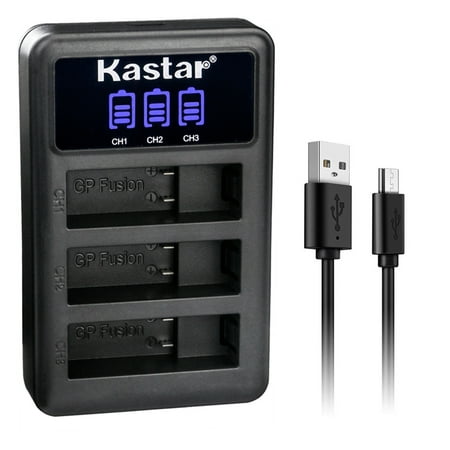 Image of Kastar LCD Triple USB Battery Charger Compatible with GoPro Camera ASBBA-001 Fusion Battery GoPro ASBBA-001 Battery Gopro Fusion 360-Degree Action Camera Gopro Fusion VR 360 Camera