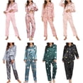 thumbnail image 5 of Pijamas Mujer Irfora Conjunto de pijamas para mujer, manga larga, satén suave, cuello con muescas, botones, pijamas, ropa de dormir Irfora Pijamas Mujer, 5 of 5