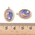 thumbnail image 3 of 304 Stainless Steel Enamel Pendants with Plastic Imitation Pearl Ion Plating(IP) Real 18K Gold Plated Dolphin Oval 19.5x13x4.5mm Hole: 1.5mm, 3 of 3