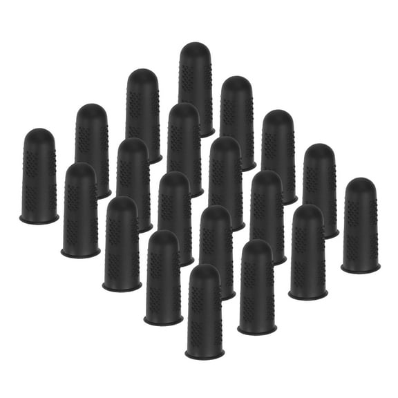 Uxcell Black Silicone Finger Protectors Gloves Anti-Slip Reusable Fingertip Caps with for Dry Skin Finger Cracking, L, 20 Pcs